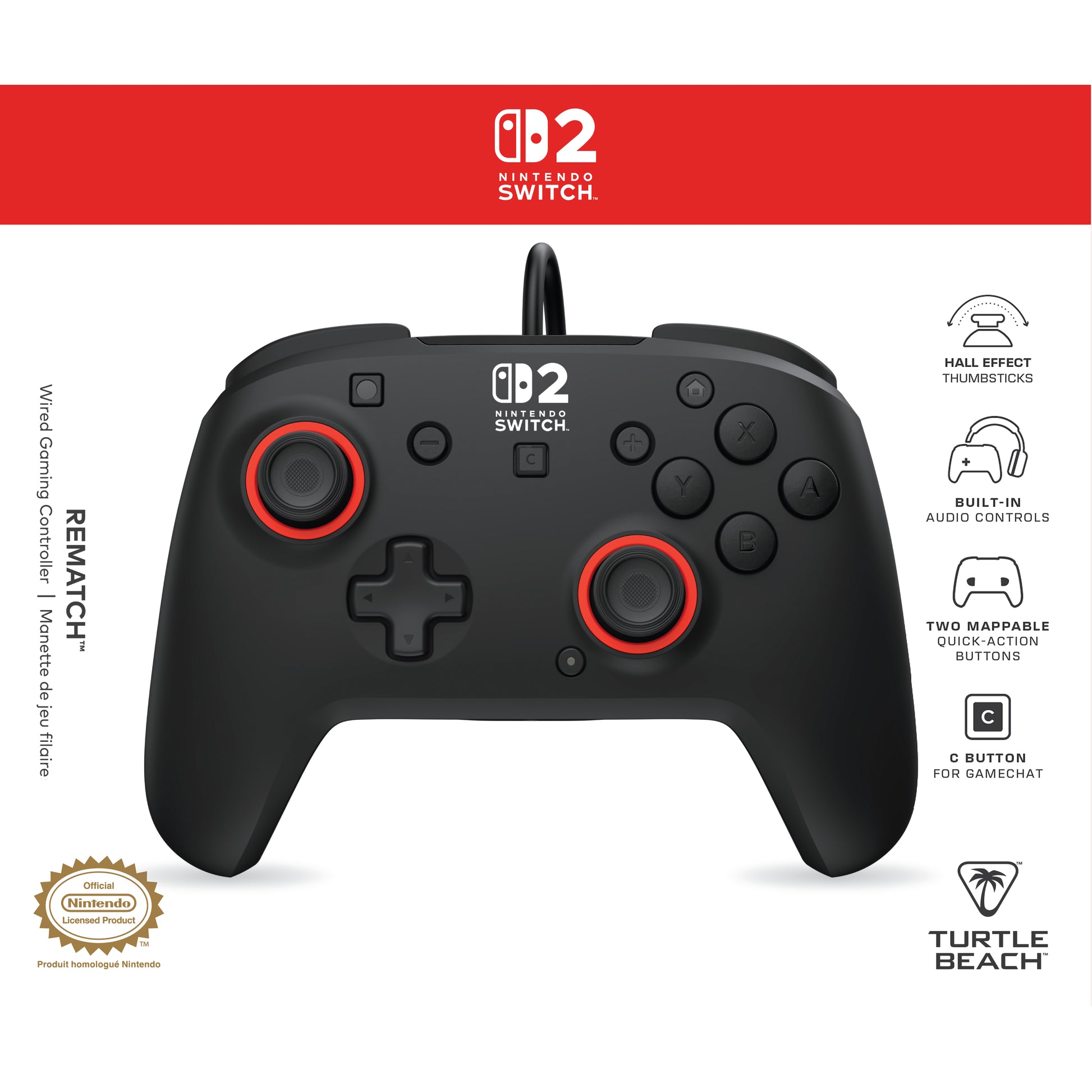 Turtle Beach Rematch TBC-8005 – Gamepad – USB-C (kabelgebunden) – für Switch, Switch 2 & Switch OLED