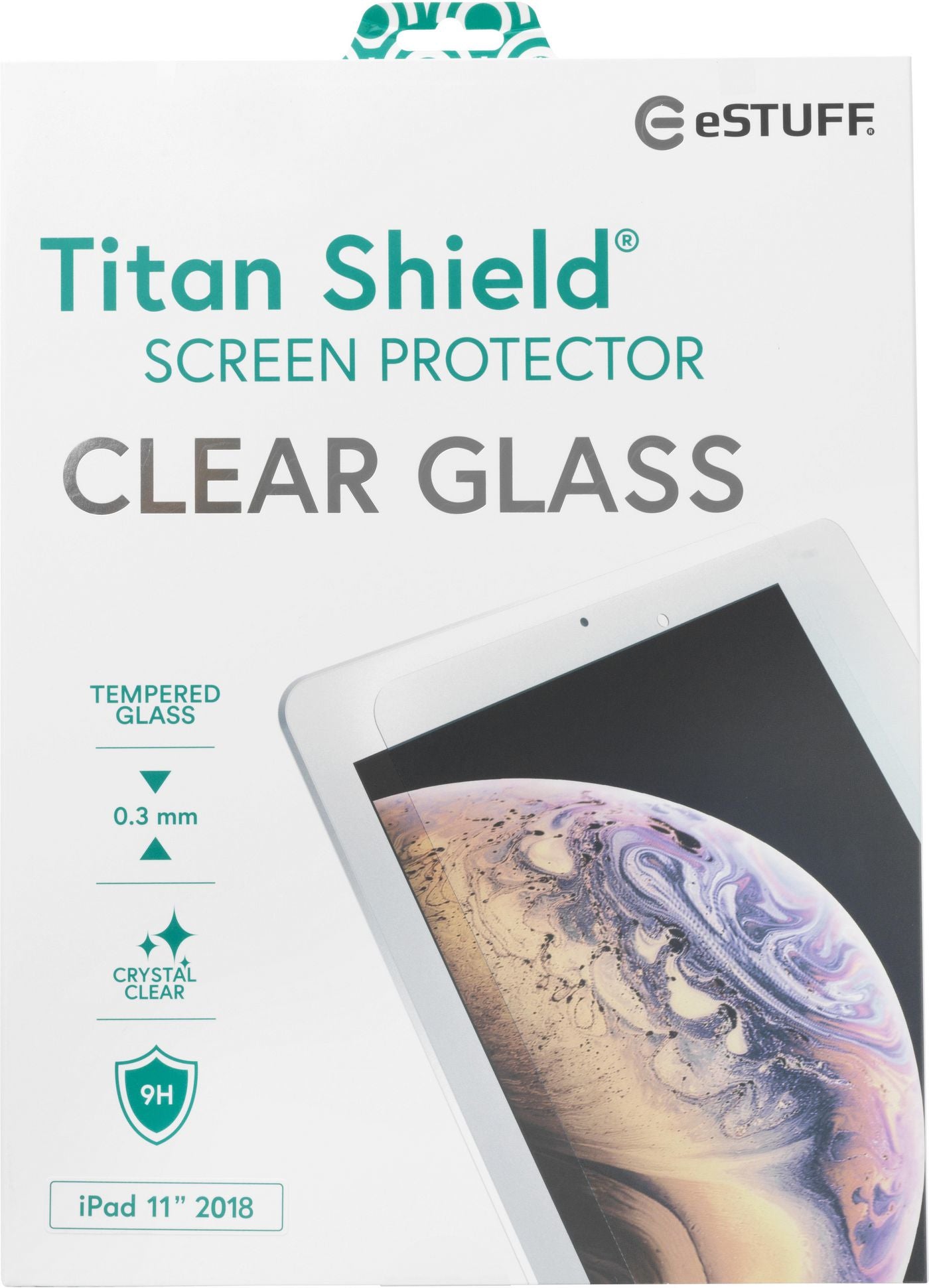 eSTUFF Panzerglas-Schutzfolie für Apple iPad Pro 11" (1.–3. Gen.), iPad Air 10,9" (4. Gen.) – 9H, Anti-Fingerprint