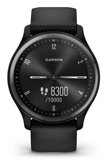 Garmin vivomove Sport – Smartwatch – 40 mm, Connected GPS, Bluetooth, OLED, 5 ATM, Schwarz, Sportarmband