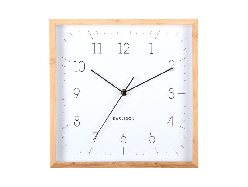 Karlsson Neat Cuadrado Wanduhr – Analog, 29,2 × 29,2 × 4,5 cm, Weiss, Bambus