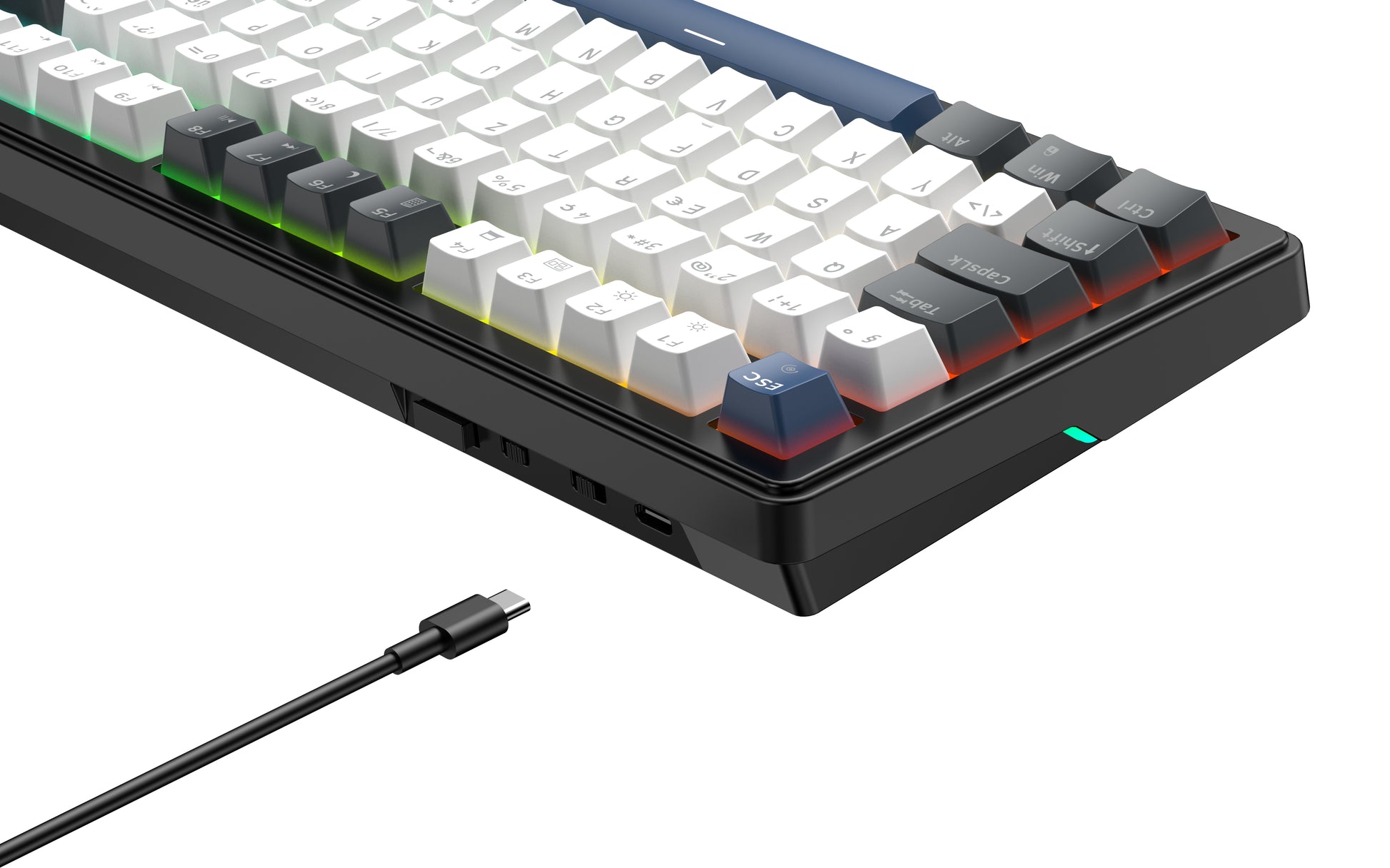 Deltaco Gaming GAM-206-CH – Gaming-Tastatur 96% – Mechanisch, Hot-Swap – Kabelgebunden, USB – RGB – QWERTZ (CH)