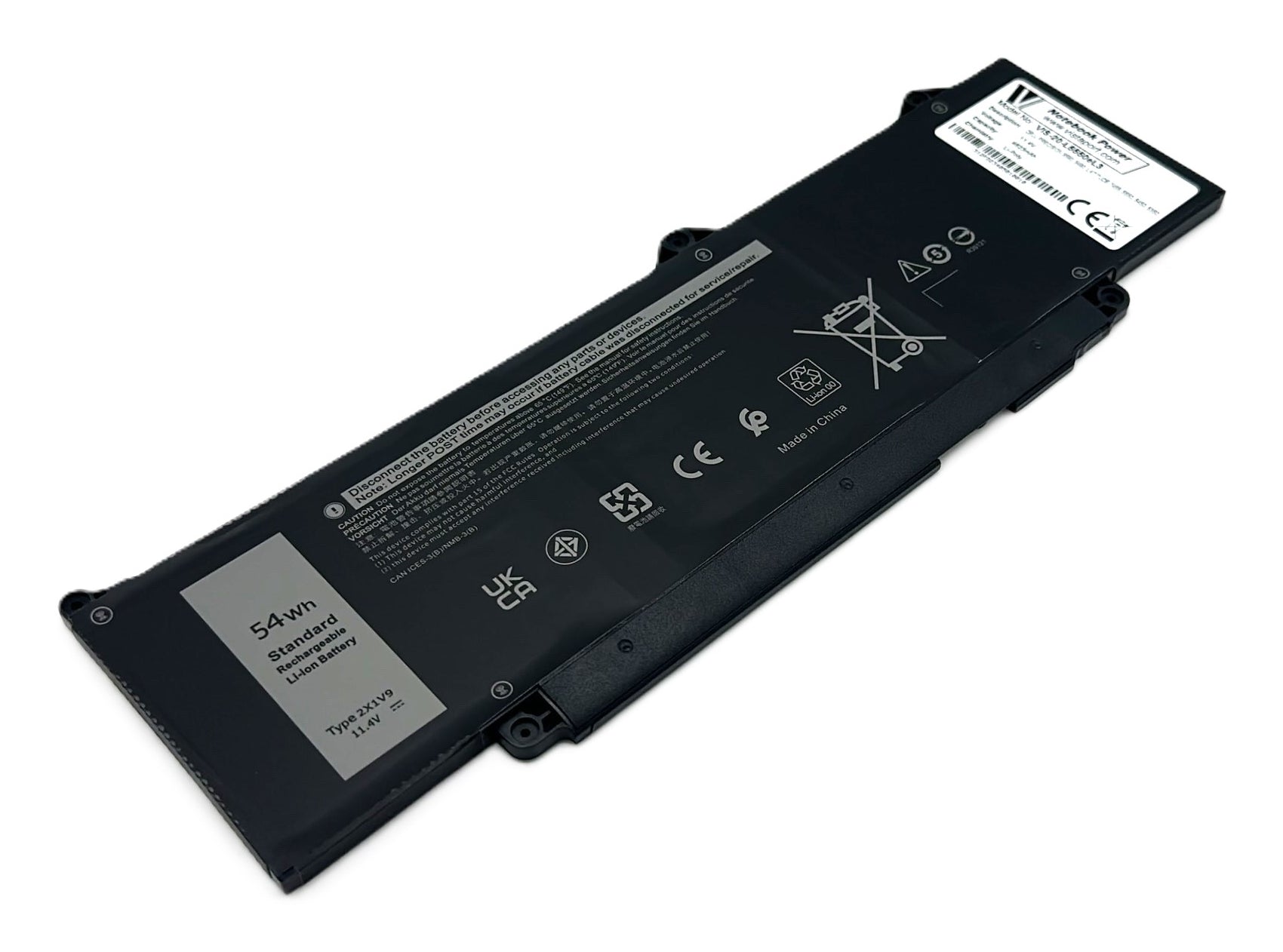 Vistaport Notebook-Akku – für Dell Precision 3490/3590, Latitude 5350–5550, 7455 – 54 Wh, 11,4 V – Schwarz