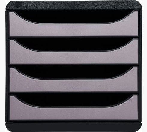 Exacompta 310438D Schubladenbox – 4 Schubladen, Schwarz, 347×278×267 mm