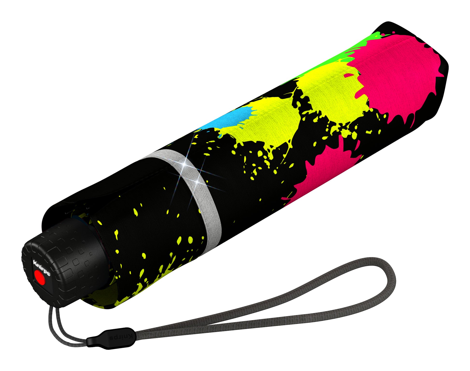 Knirps Rookie Taschenschirm – manuell, Ø 90 cm, L 22 cm – mehrfarbig – reflektierend, windfest