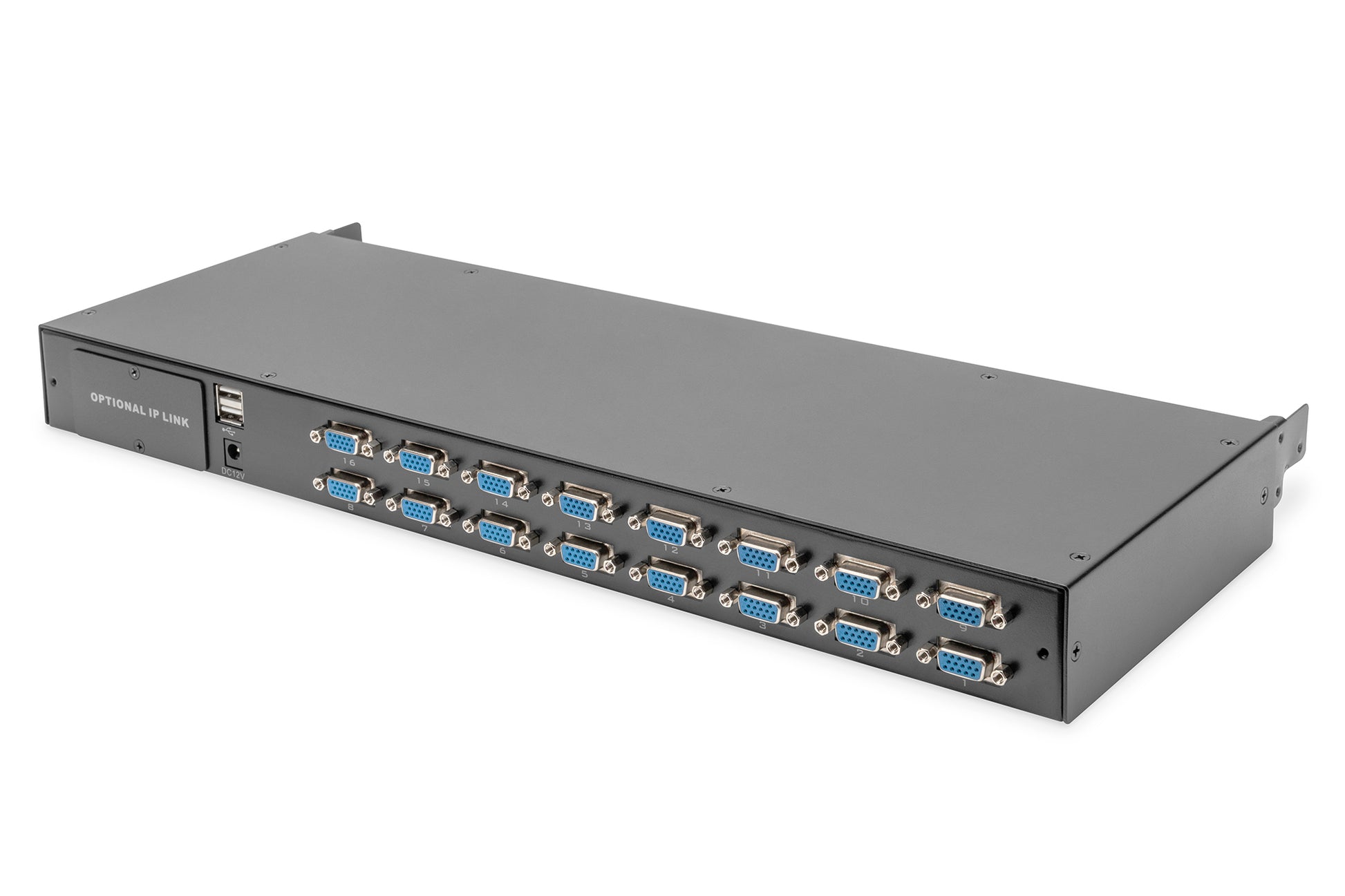 Digitus 19" Rack-LCD-Konsole – 16-Port VGA KVM, 1920 × 1080, DE QWERTZ, USB 2.0, Touchpad – 1U