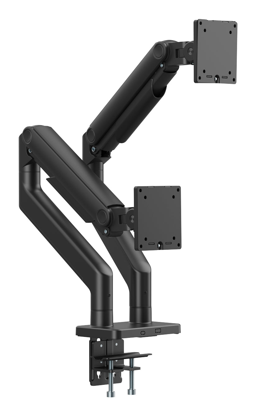 Digitus Monitorarm, Dual, Tischklemme, bis 45", VESA 75 × 75/100 × 100 mm, 20 kg, neigbar, schwarz