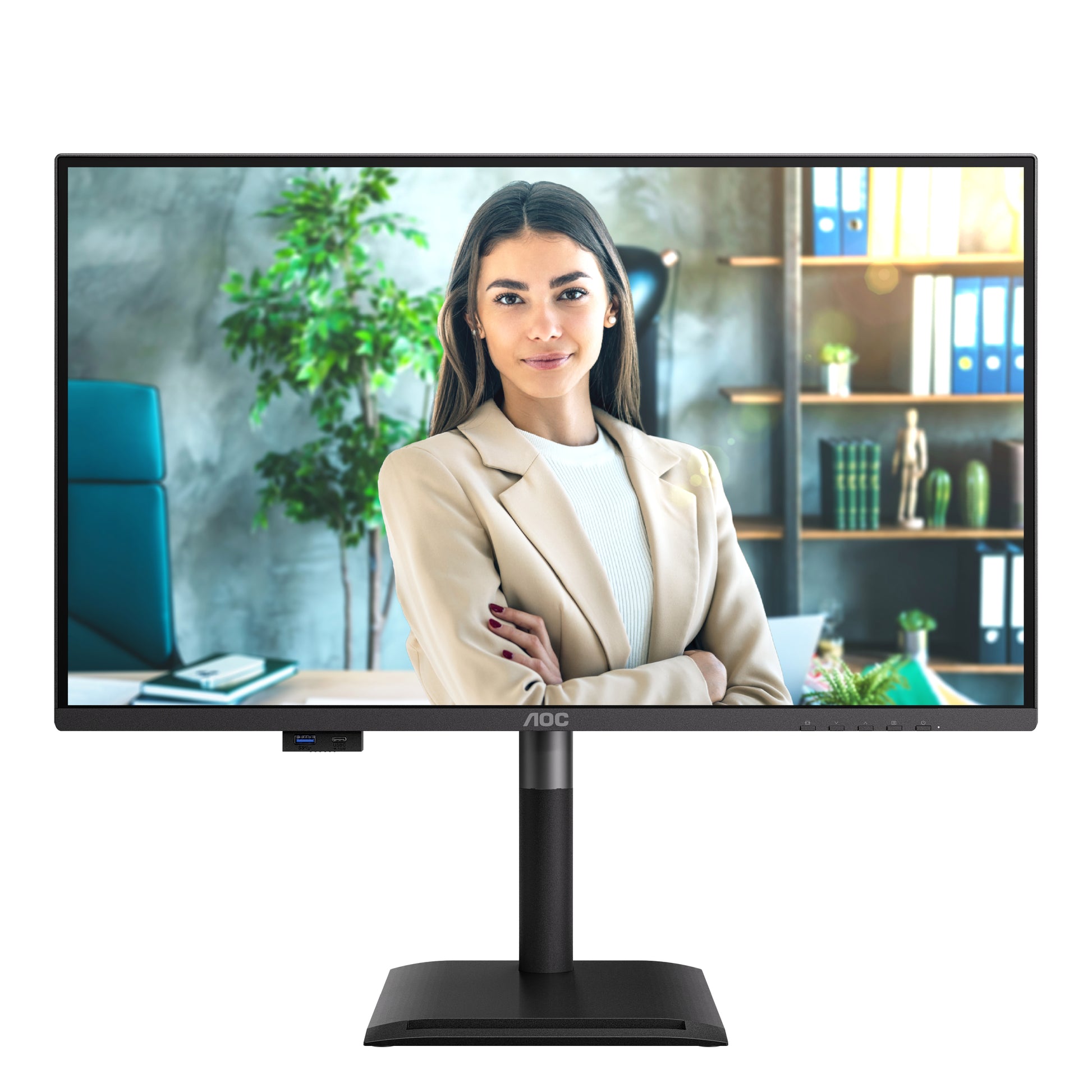 AOC Q27P4U – Monitor, 27", 2560 × 1440 (WQHD), IPS, 120 Hz, 350 cd/m², USB-Hub, Adaptive Sync, Schwarz