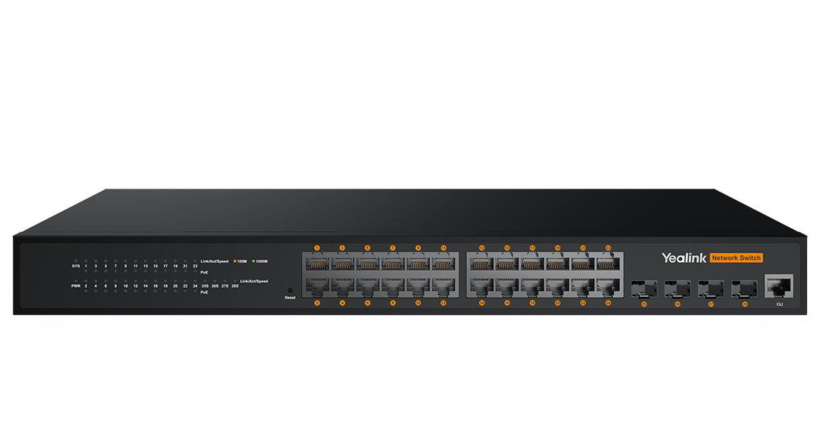 Yealink RCH240 – Managed Switch – 24×GbE, 4×SFP, L2+, PoE 370 W, 1U