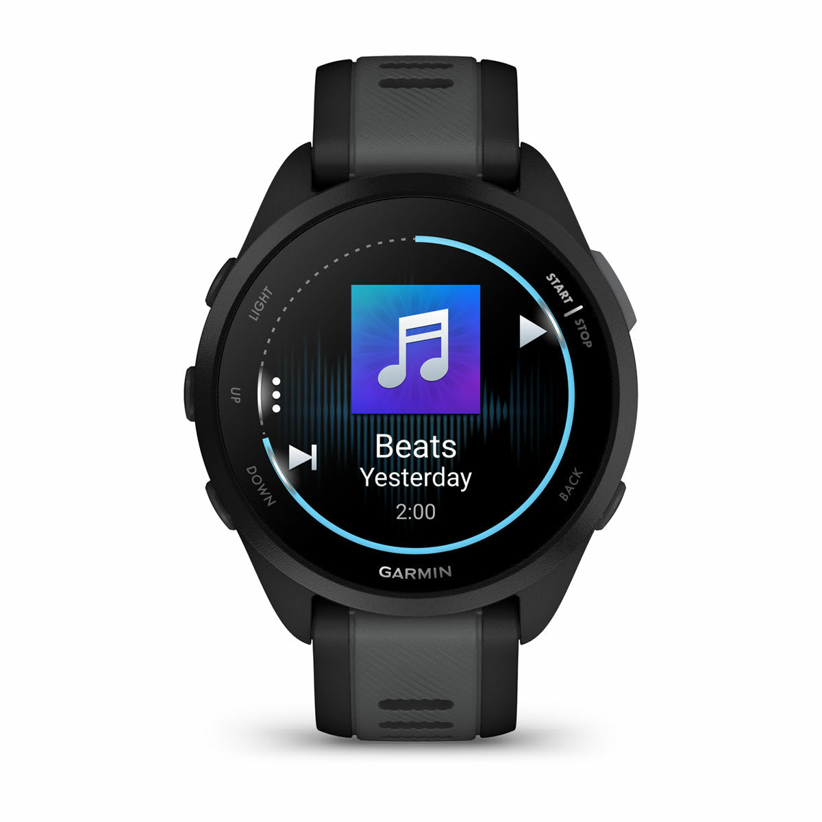Garmin Forerunner 165 Music – GPS-Smartwatch – 43 mm, 1,2", GPS, ANT+, Schwimmen, Schwarz/Dunkelgrau, Sportarmband