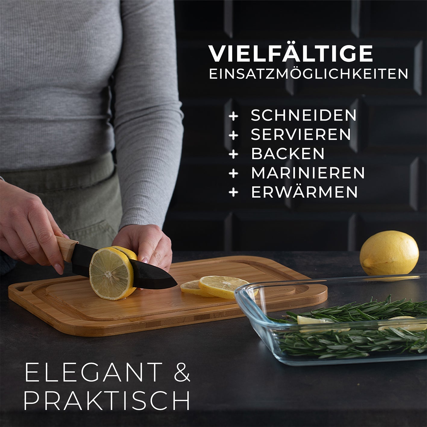Exitoso Vorratsdose 1,5 l + 1 l, Glas/Bambus, Weiss, 2 Stk.