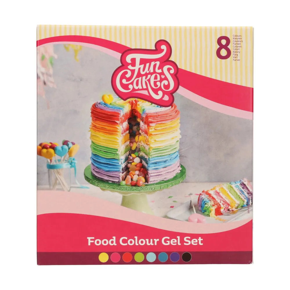 FunCakes Lebensmittelfarben Gelfarben, 8 Farben, Gel – 260 g