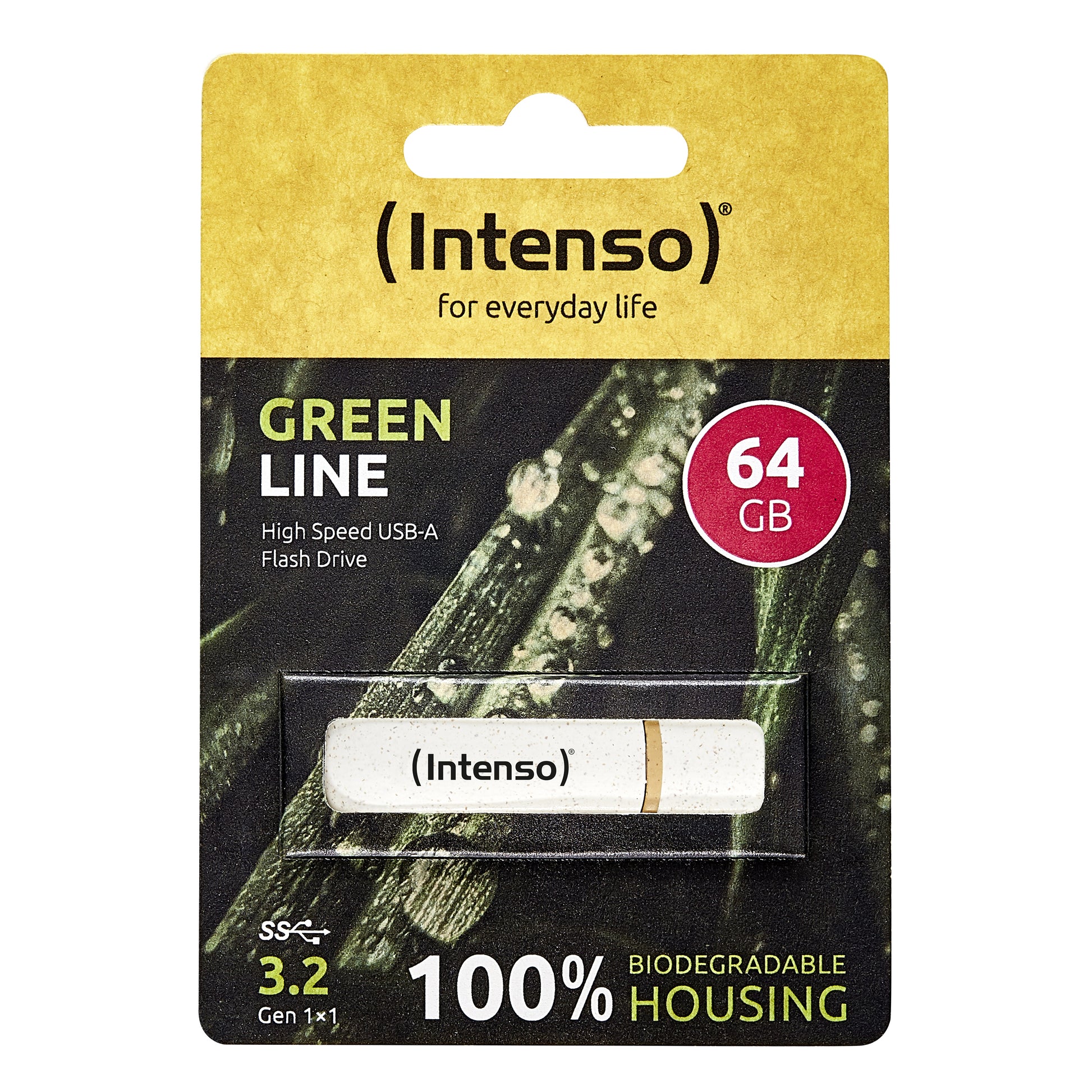 Intenso Green Line 64 GB – USB-Stick, USB 3.2 Gen 1 (5 Gbit/s), USB-A, 70 MB/s, Beige