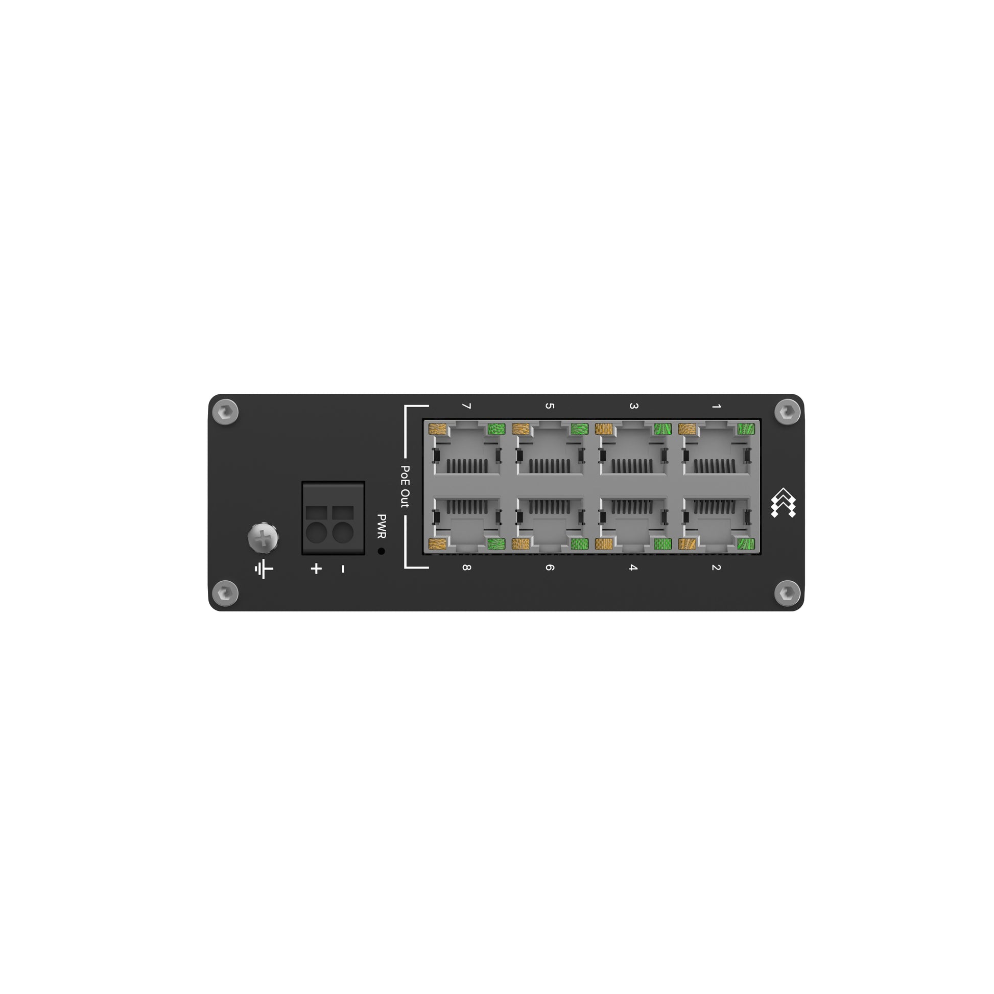 Teltonika TSW040 – Unmanaged Switch – 8× 10/100 Mbit/s, PoE+, PoE-Budget 240 W, DIN-Schiene