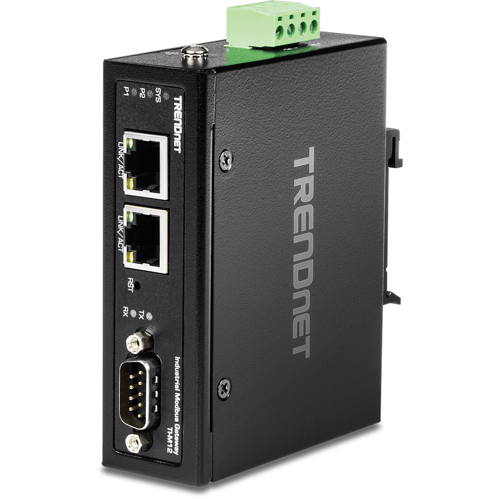 Trendnet TI-M12 – Modbus-Gateway – 1× serieller Port (RS-232/RS-422/RS-485), 2× 10/100 RJ-45, IP30