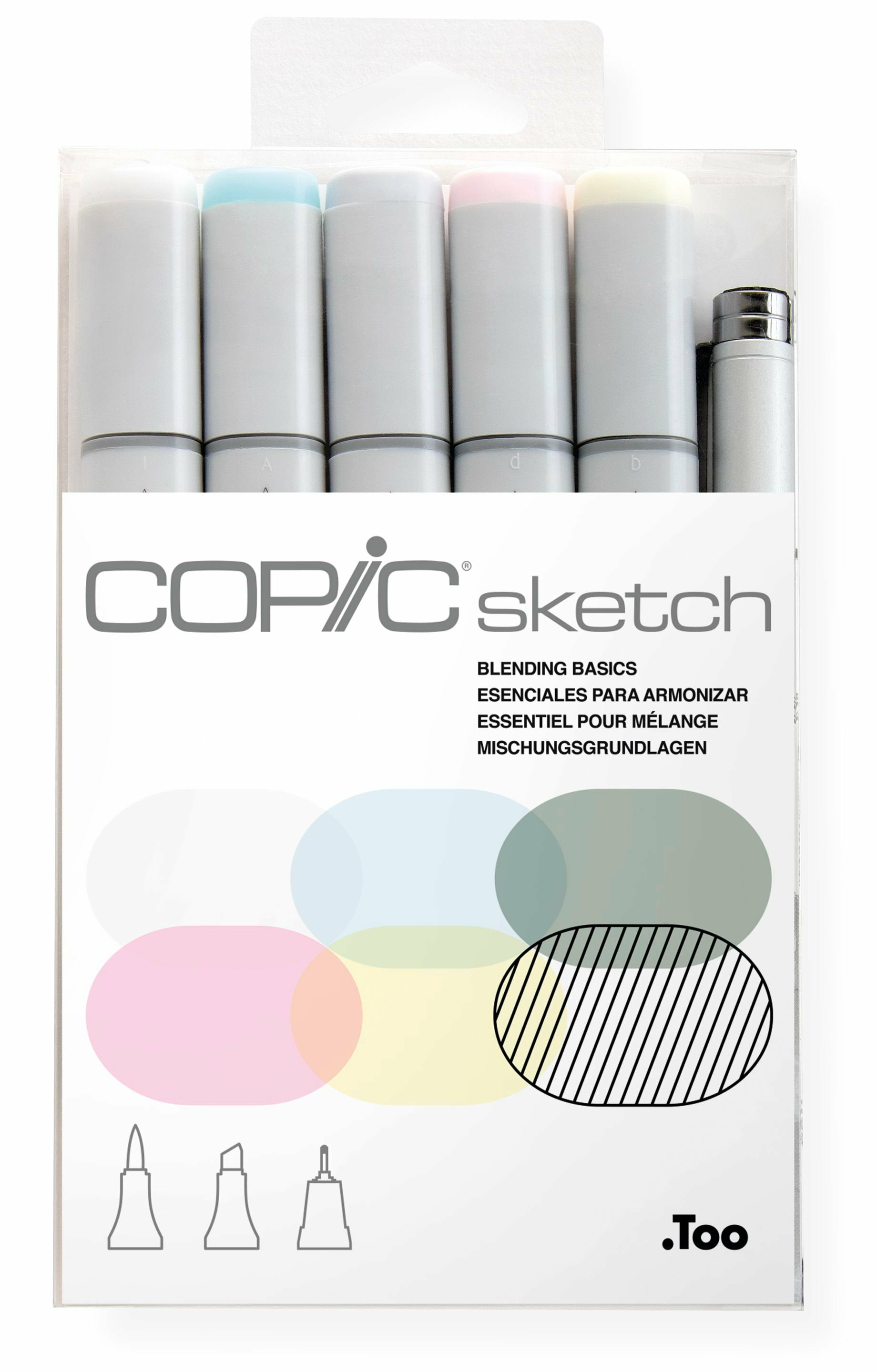 Copic Sketch Brush Pen, Doppelspitze – Kombi, alkoholbasiert, 6 Farben