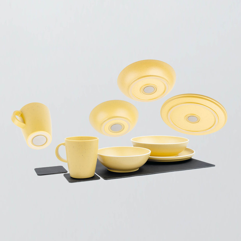 Silwy Dolomit Geschirr-Set – Kunststoff, Gelb, 11-teilig