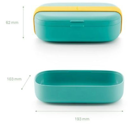 Lékué Lunchbox 500 ml, 10,3 × 19,3 × 6,2 cm, Polypropylen (PP)/Silikon, türkis