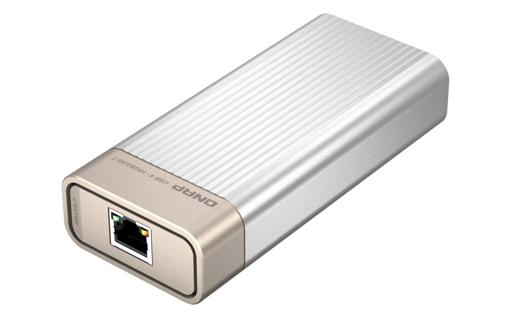 QNAP QNA-UC10G1T – USB-C 10GBase-T Adapter – 1× RJ-45, Silber, für Windows, macOS, Linux
