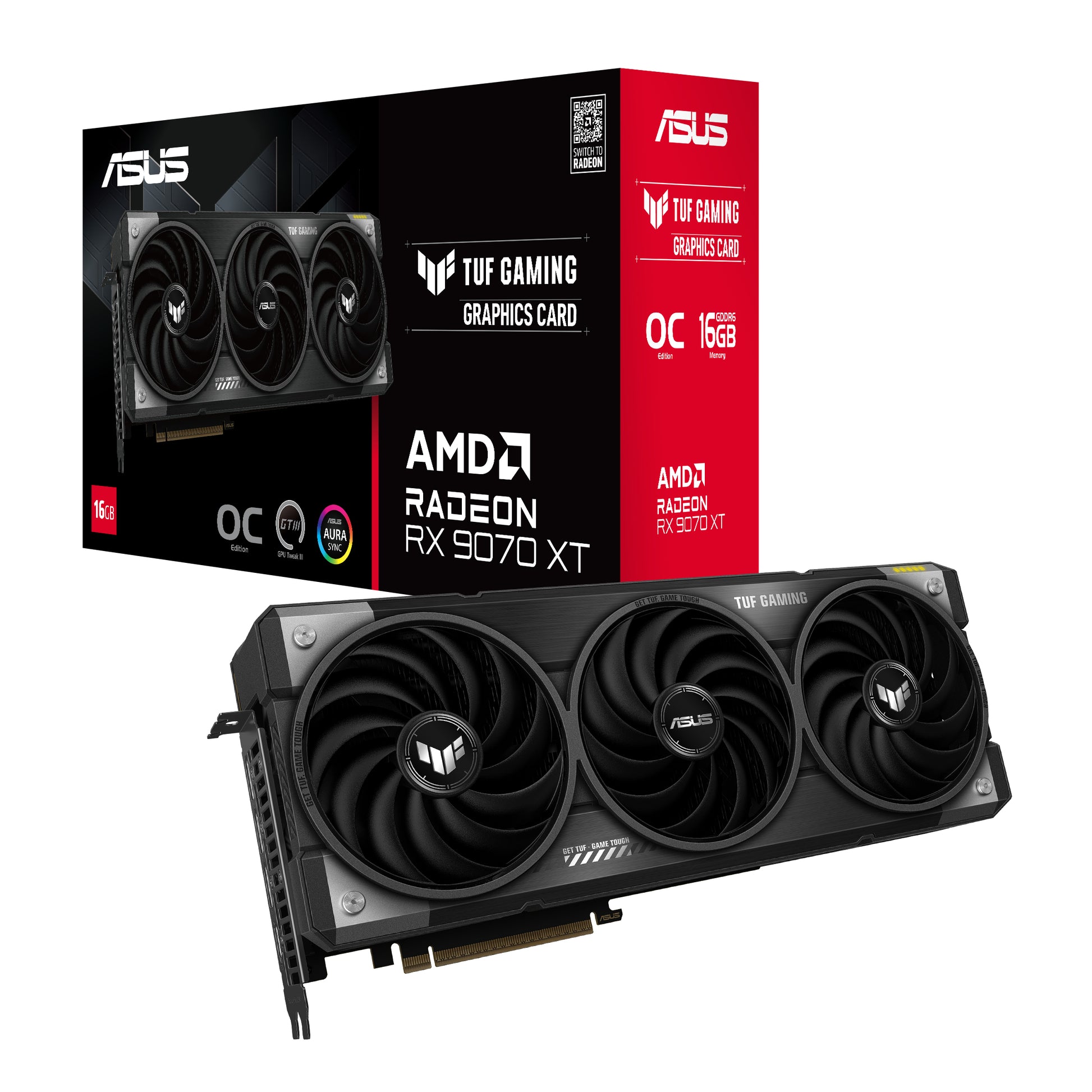 ASUS TUF-RX9070XT-O16G-GAMING – PCIe Grafikkarte – 3×DisplayPort, 1×HDMI, PCIe 5.0, 16 GB GDDR6, 3×8‑pin