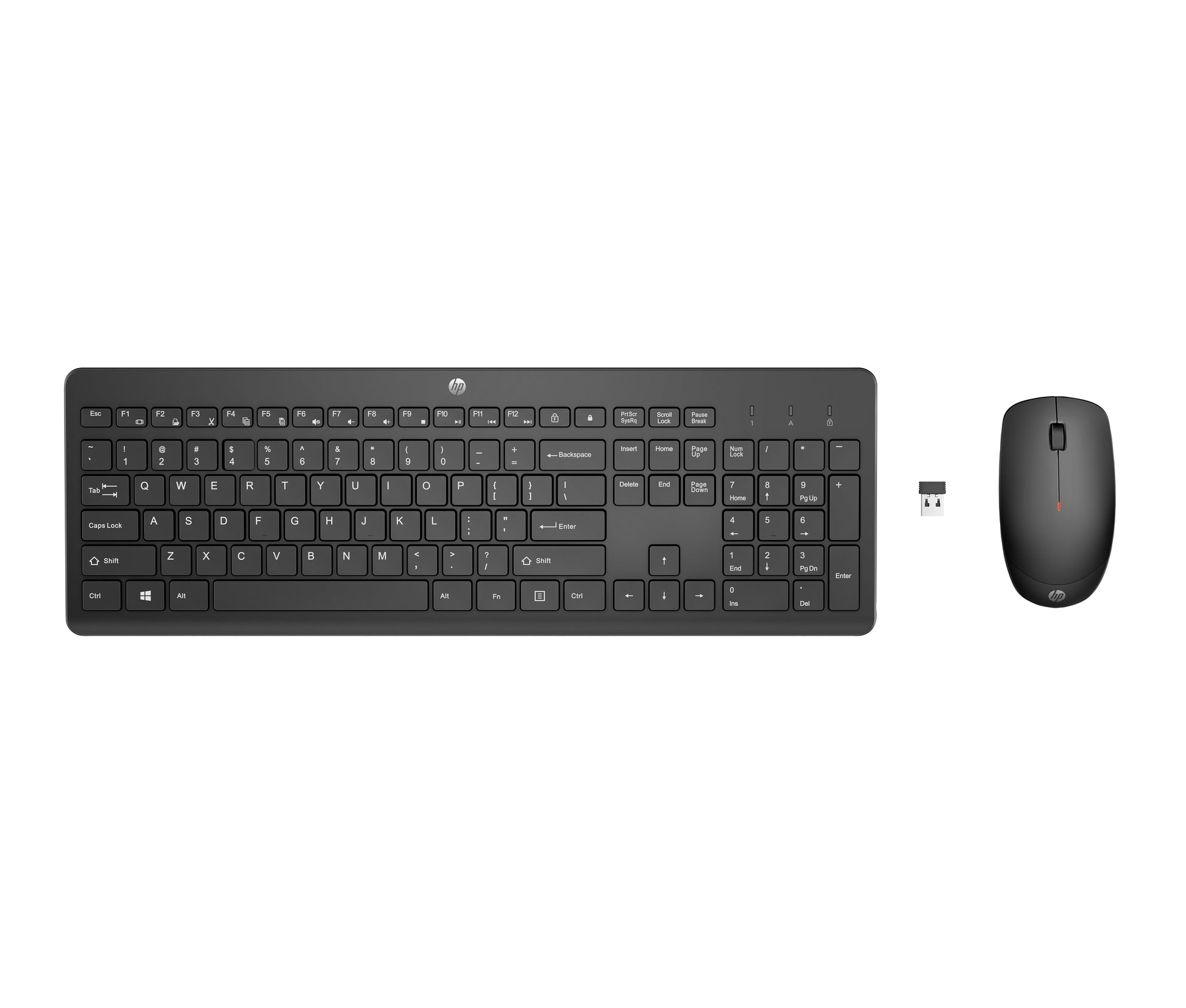 HP 230 – Tastatur- und Maus-Set – RF 2,4 GHz, Full-Size, Membran, Schwarz, für Windows & Mac