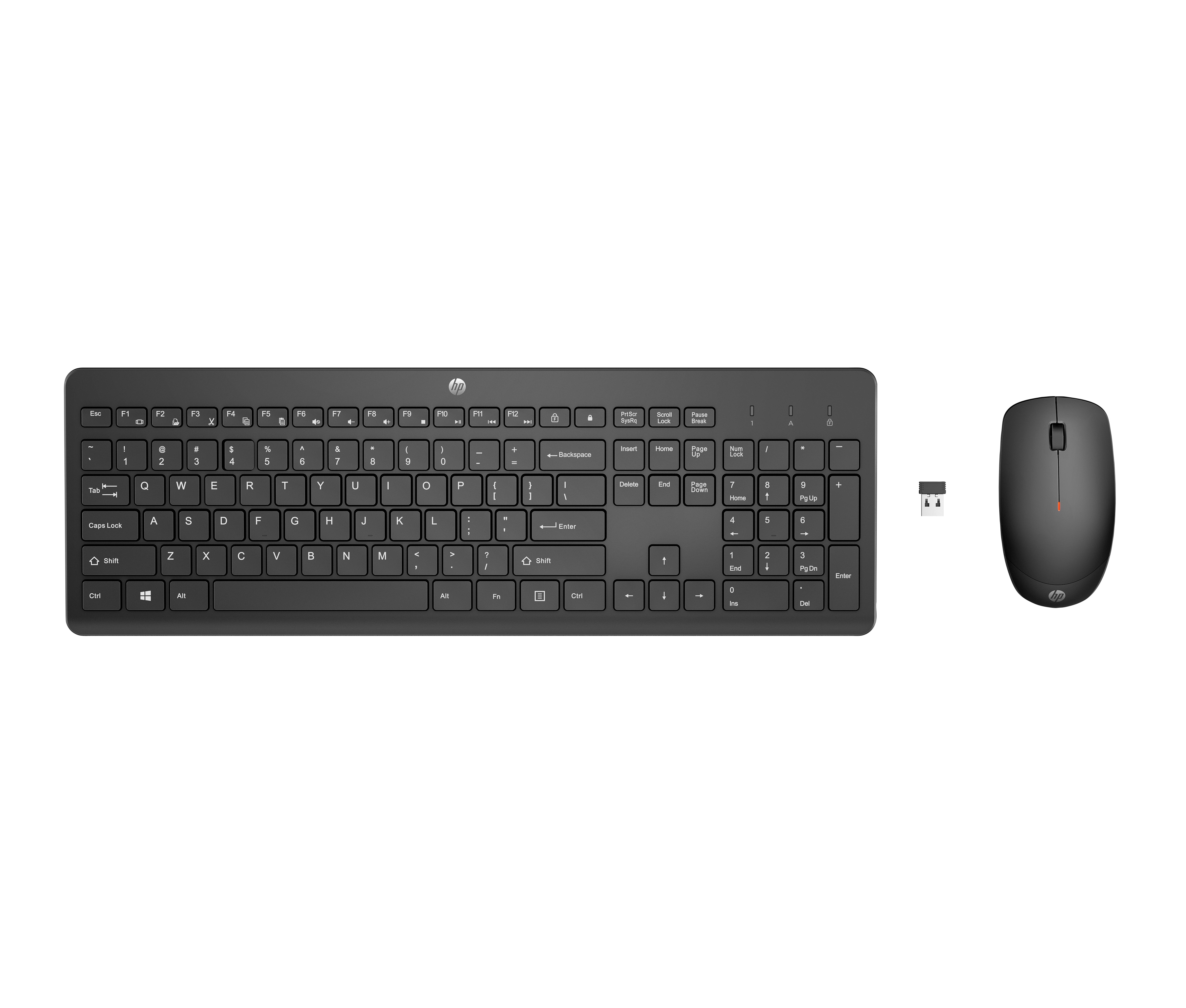 HP 230 – Tastatur- und Maus-Set – RF 2,4 GHz, Full-Size, Membran, Schwarz, für Windows & Mac