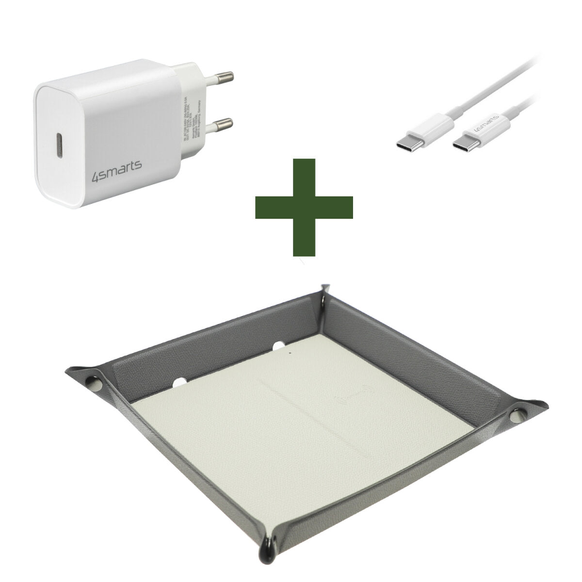 4smarts Smarttray Ladestation (EU) – 20 W, 2× USB-C + 1× USB-A, Qi, faltbar – für Smartphones