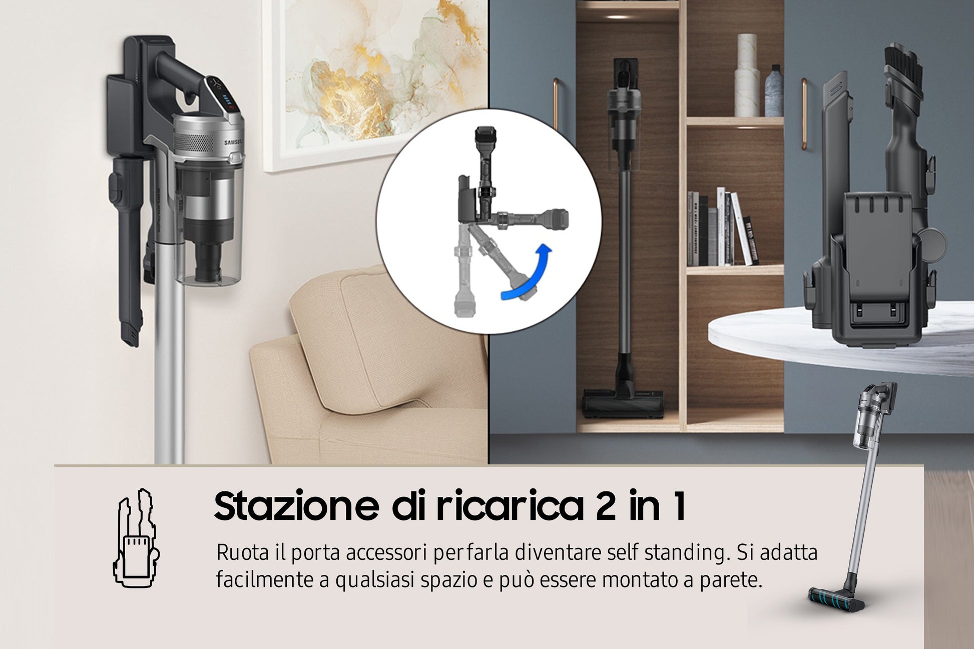 Samsung Akkustaubsauger Jet 75 Complete, 2-in-1 – 60 min, 200 W, Behälter 0,8 l