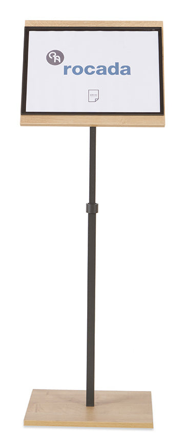 Rocada Boden-Prospektständer NAT0706 – für A3, 1 Fach, Schwarz, Melamin/Stahl, 400×300×1020 mm