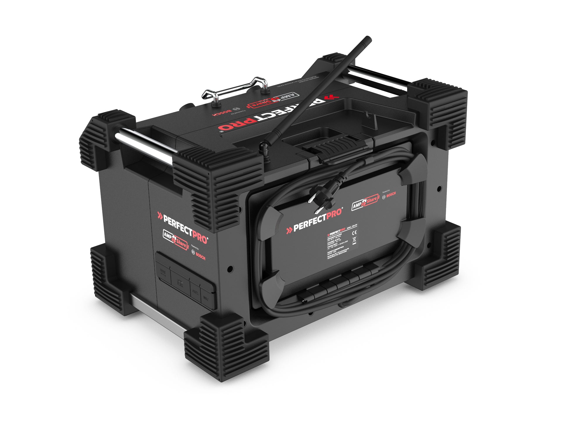 Perfectpro ROCKHART RH4-18V – Baustellenradio – DAB+, Bluetooth, IP44, Akkubetrieb – Schwarz