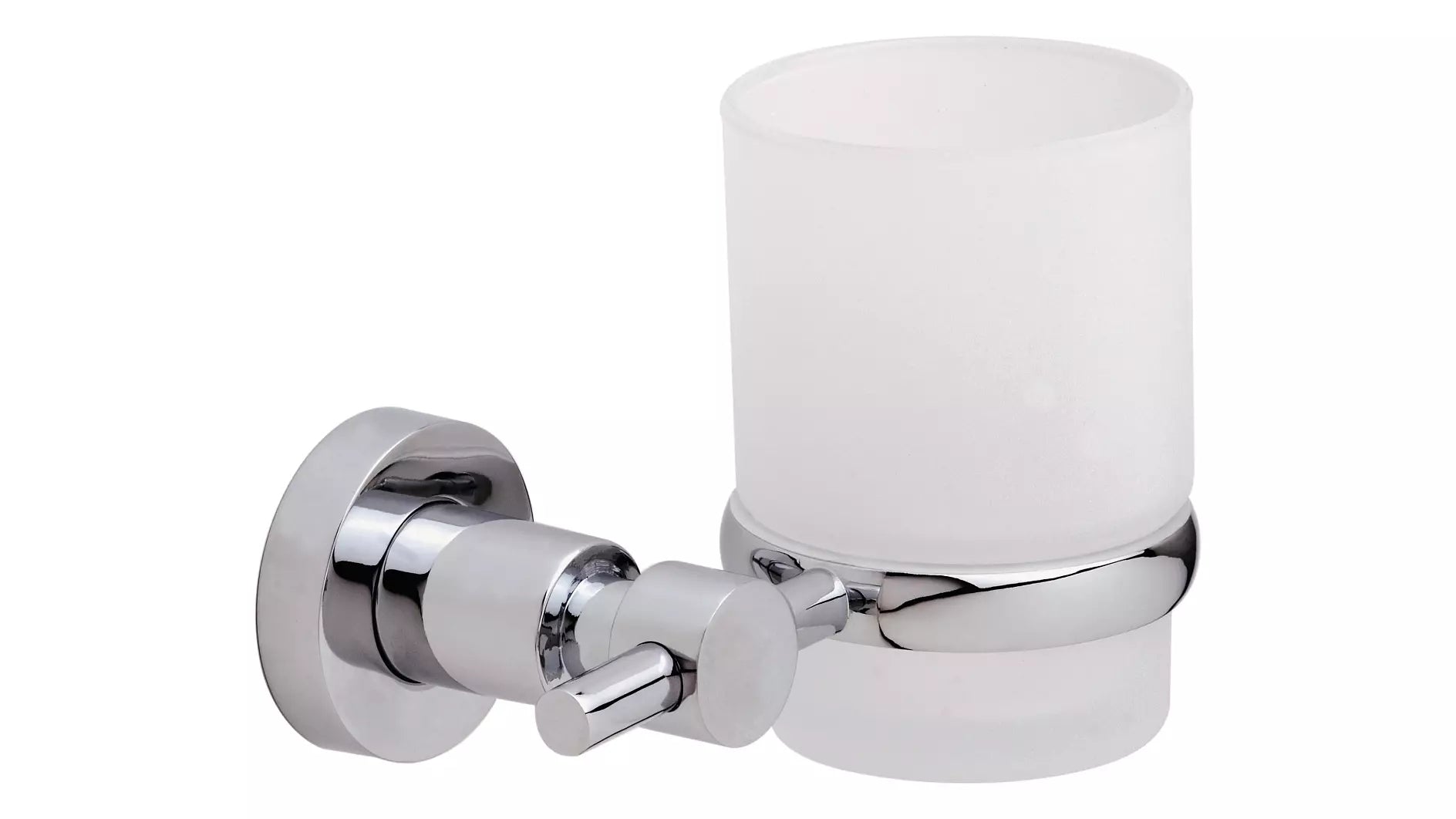 TESA Zahnputzbecher – 13×9,5×10 cm, Glas/Metall, Kleben, Chrom/Weiss