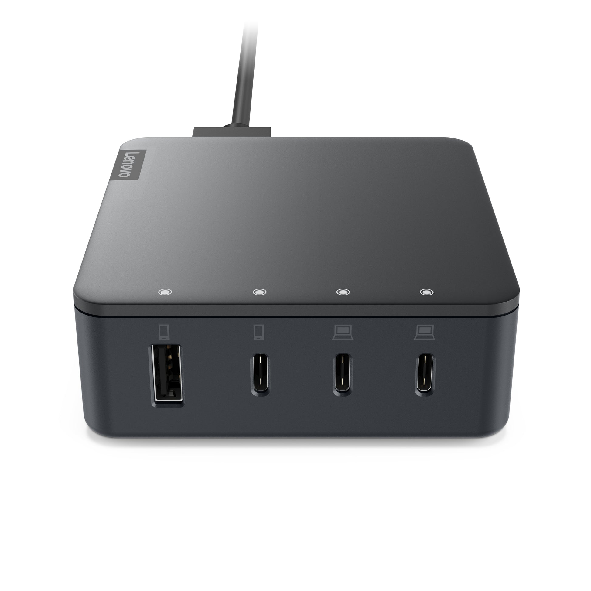 Lenovo G0A6130WEU USB-Desktop-Ladegerät 130 W – USB-C×3, USB-A×1 – 1,8 m Kabel, Schwarz – für Universalgeräte