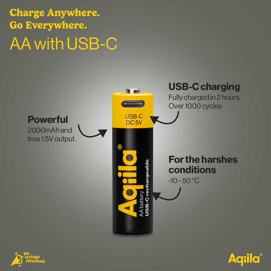 Aqiila AA Akkus, Li-Ion, 2000 mAh, 1,5 V – 4 Stk.