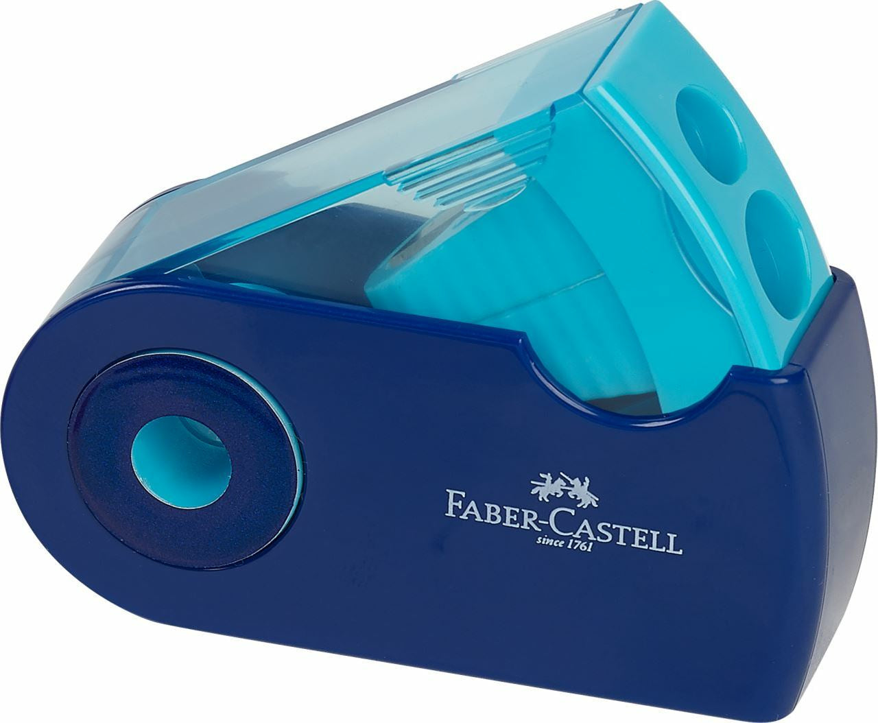 Faber-Castell Sleeve Trend 182704 Doppel-Spitzdose – farbig sortiert – Kindersicherung
