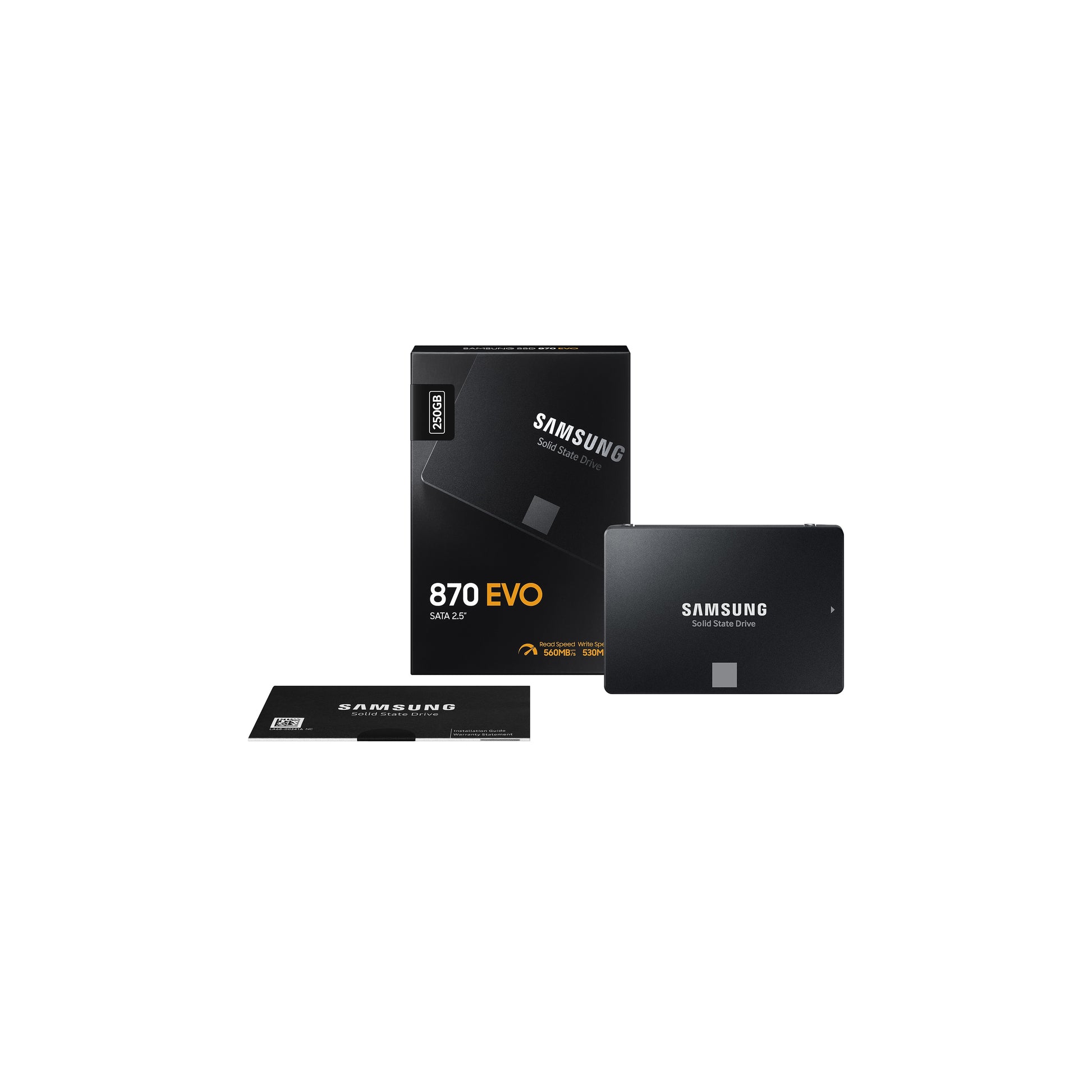 Samsung 870 EVO 250 GB – 2,5" SATA III SSD – 560/530 MB/s, V-NAND, für PC/Laptop