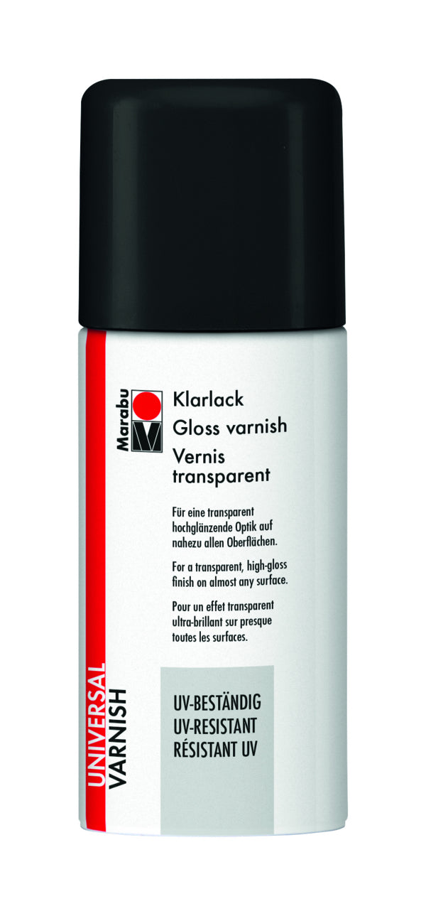 Marabu Klarlack Spray UV – Farbspray – Farblos, Hochglänzend, 150 ml, für Papier & Karton