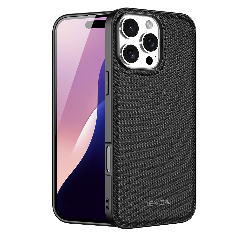 nevox StyleShell NYLO Backcover – für Apple iPhone 16 Pro Max, Nylon+PC+TPU, schwarz