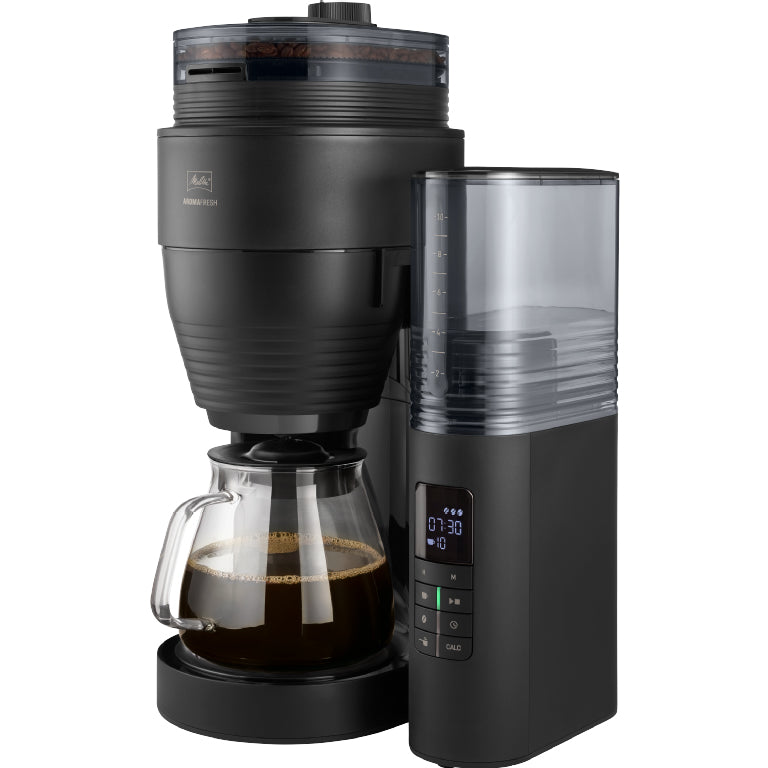Melitta AromaFresh Filterkaffeemaschine – 10 Tassen, 1,25 l, Keramik-Mahlwerk, Schwarz