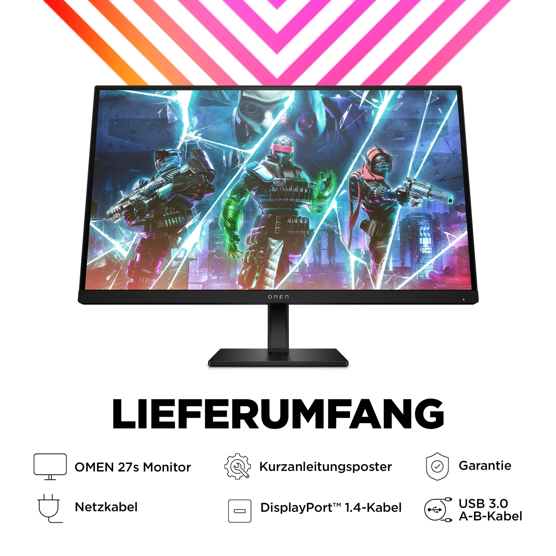 HP OMEN 27s – Monitor, 27", 1920 × 1080 (Full HD), IPS, 240 Hz, 400 cd/m², VESA 100 × 100, Schwarz