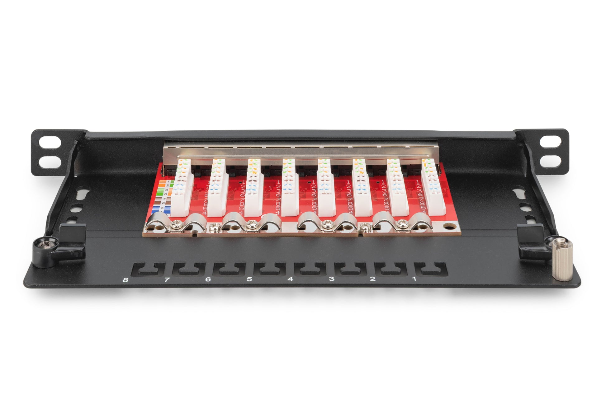 Digitus CAT 6A Slim Patchpanel – 8× RJ‑45, 10GBase‑T, Cat6a, 10", 1U, Schwarz