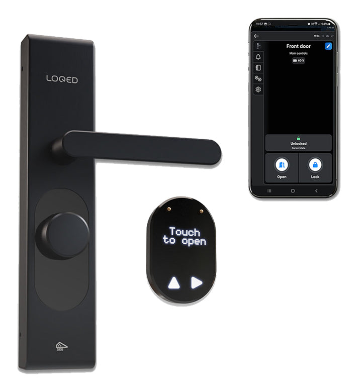 Shelly LOQED Intelligentes Türschloss – Fingerabdruck, Code, kabellos, BT 4.2, WLAN, Automatische Verriegelung