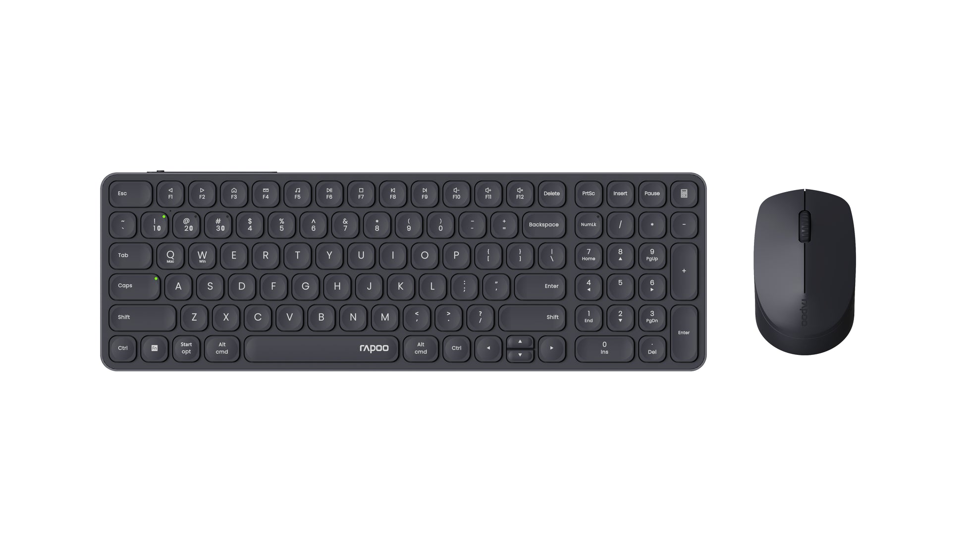 Rapoo 9710M – Tastatur, kabellos (Bluetooth/2,4 GHz), CH-Layout (DE-CH), Fullsize (mit Ziffernblock), grau – f