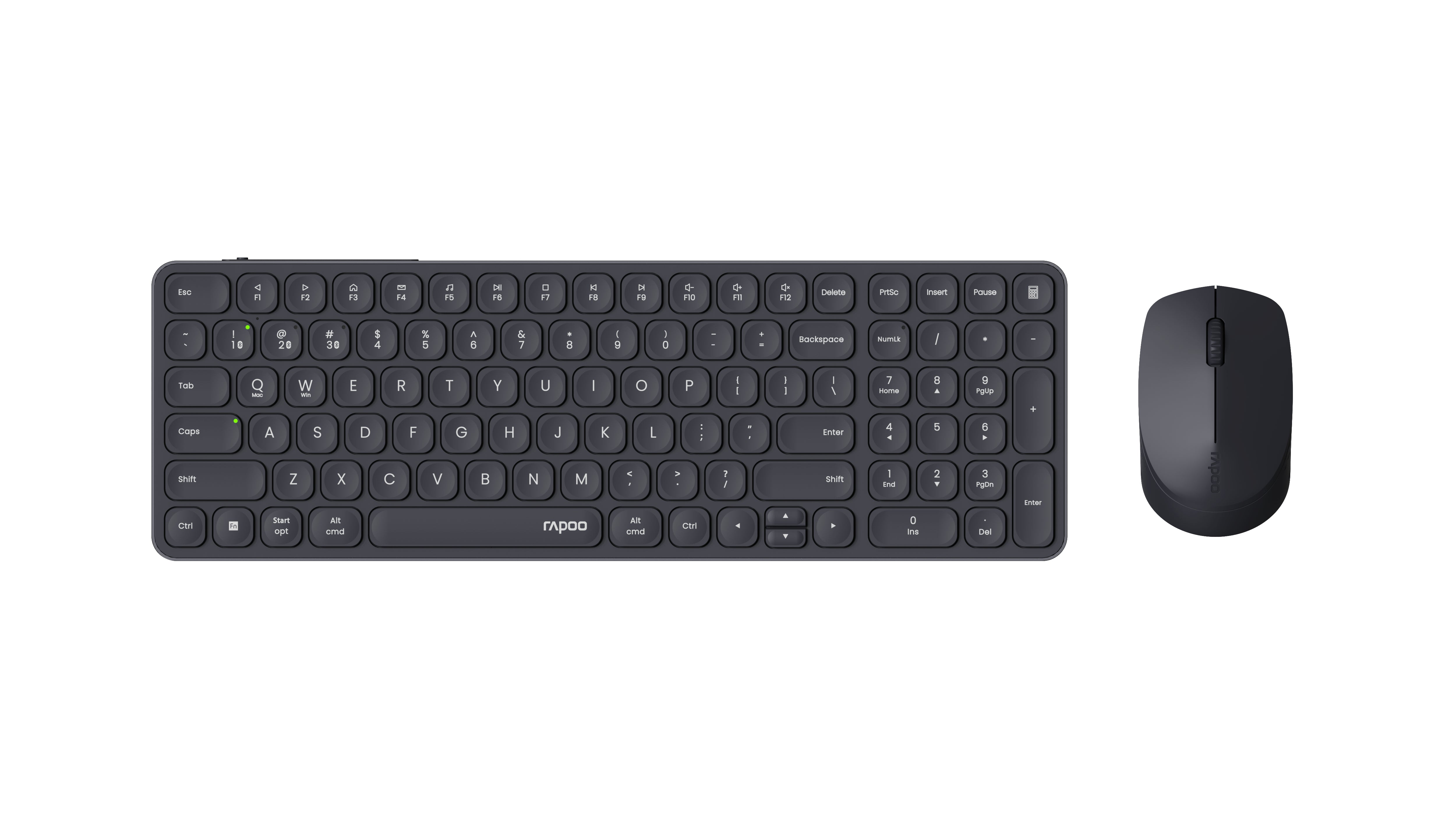 Rapoo 9710M – Tastatur, kabellos (Bluetooth/2,4 GHz), CH-Layout (DE-CH), Fullsize (mit Ziffernblock), grau – f