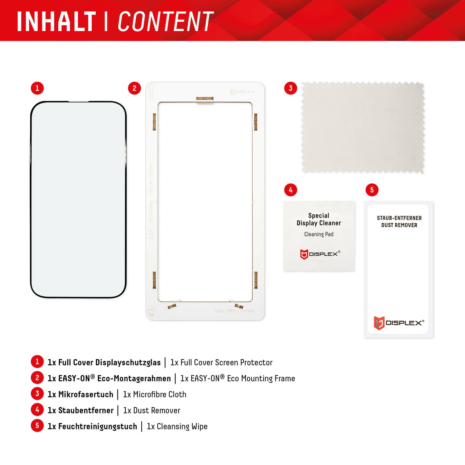 E.V.I. Displayschutz (Panzerglas), Full Cover – für Xiaomi 12 Lite NE/13 Lite – mit Applikator