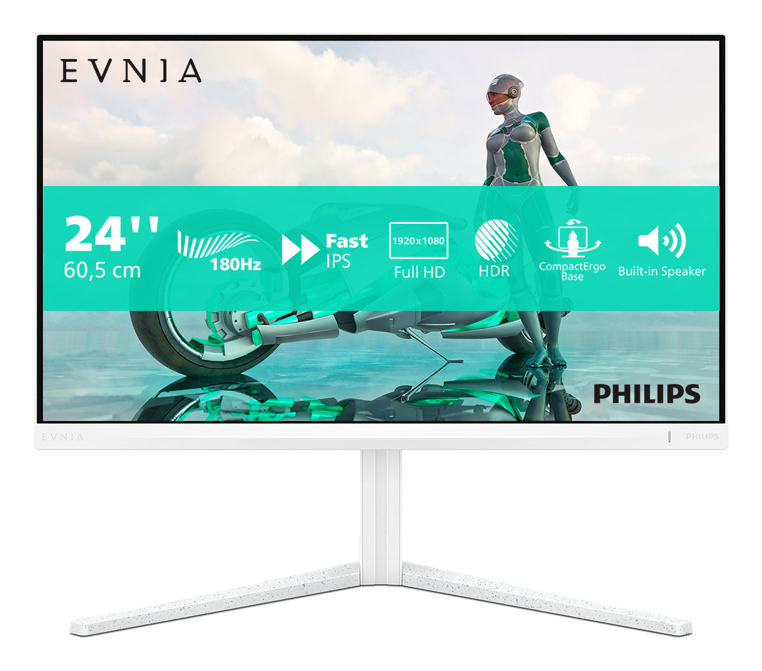 Philips 24M2N3201A/00 – Monitor, 23,8", 1920 × 1080, IPS, 180 Hz, 300 cd/m², Lautsprecher, VESA 100 × 100, Weiss