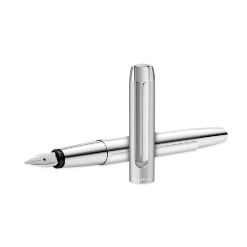 Pelikan PURA eloxiertes Aluminium – Federspitze F – silber – Patronen