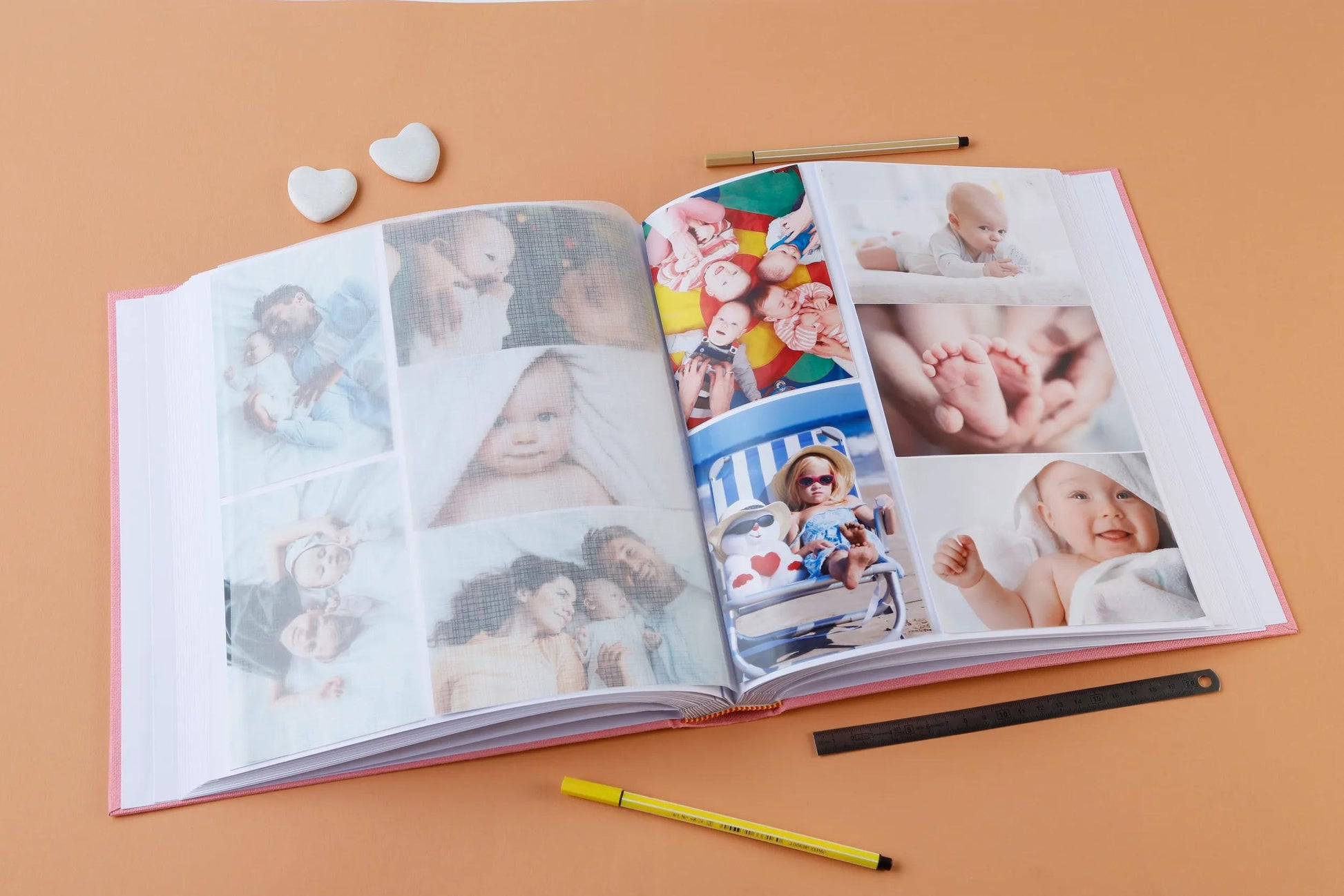 Exacompta Fotobuch, Gebunden, 60 Seiten, Weiss, 29 × 32 cm, Karton, Rosa, mit Kristallfolie