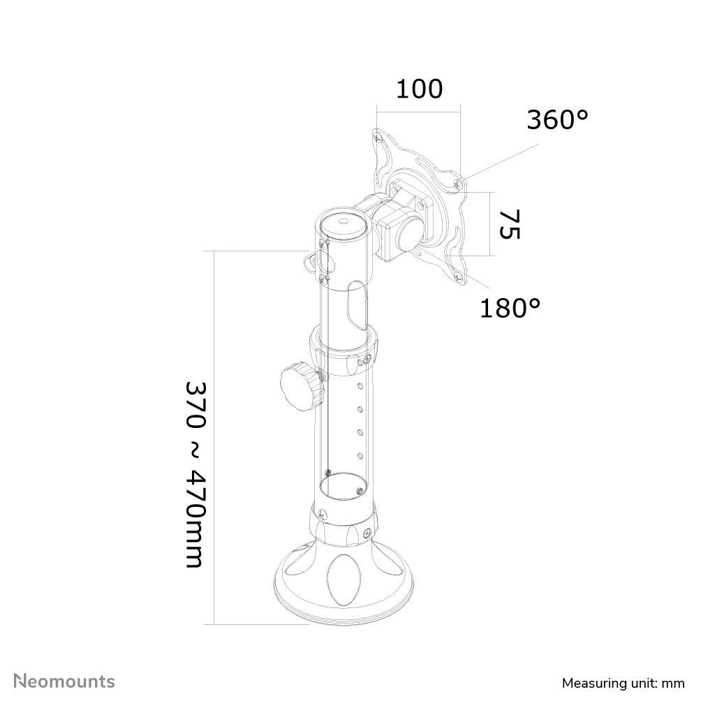 Neomounts FPMA D025SILVER – Monitorarm, Tischdurchführung, bis 30", VESA 75 × 75/100 × 100 mm, 12 kg