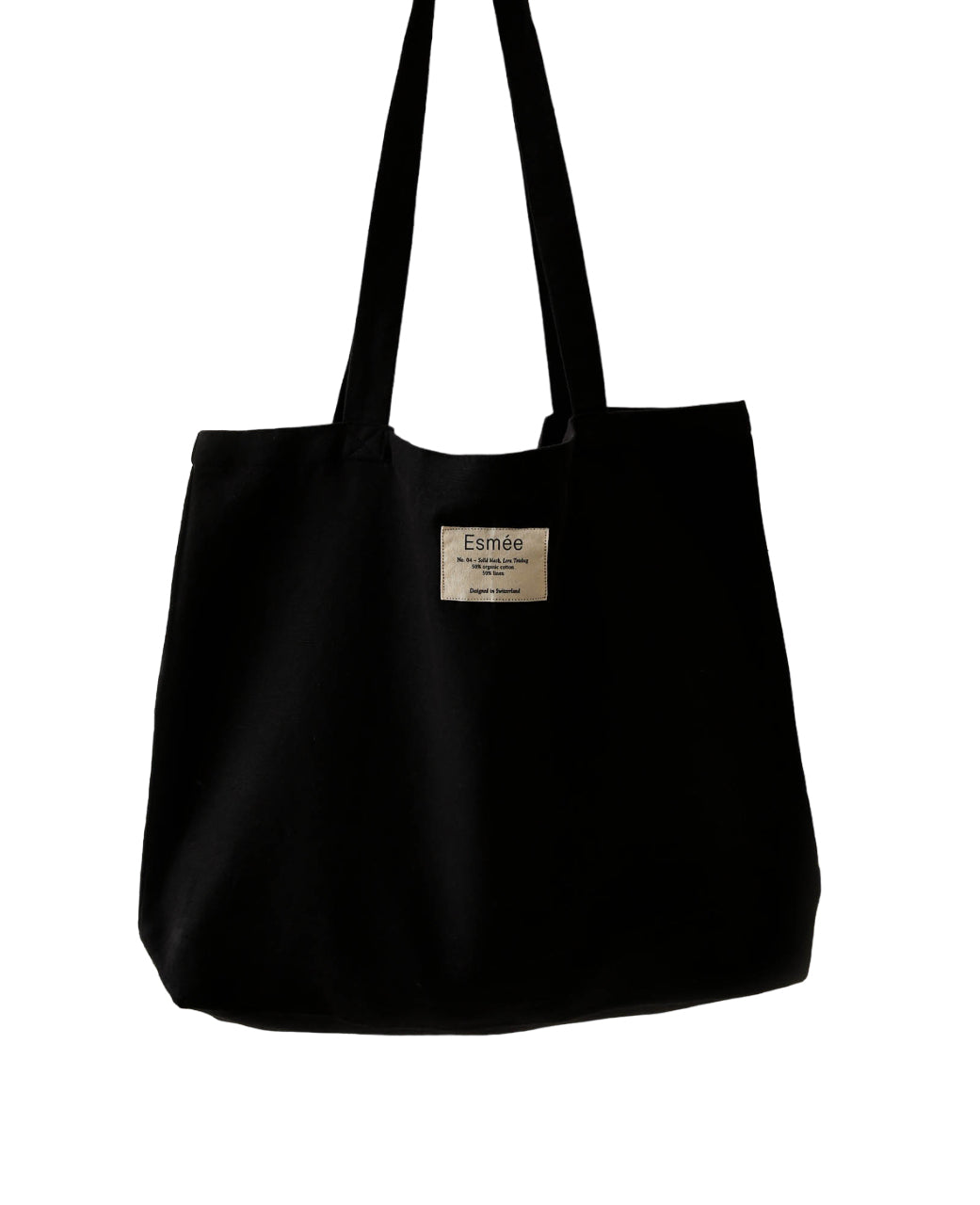 Esmée Stofftasche, Baumwolle/Leinen, Schwarz, 470×400×50 mm, Lange Henkel