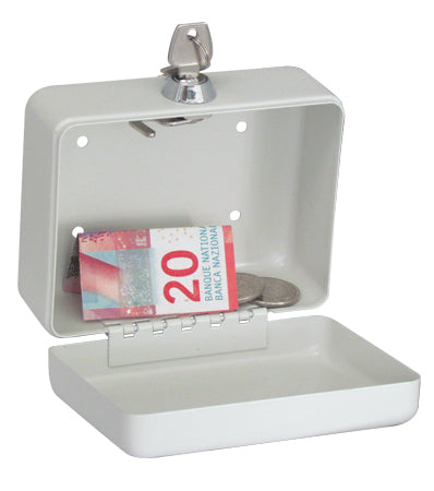 Rieffel Geldkassette mit Einwurfschlitz, 125 × 95 × 60 mm, weiss