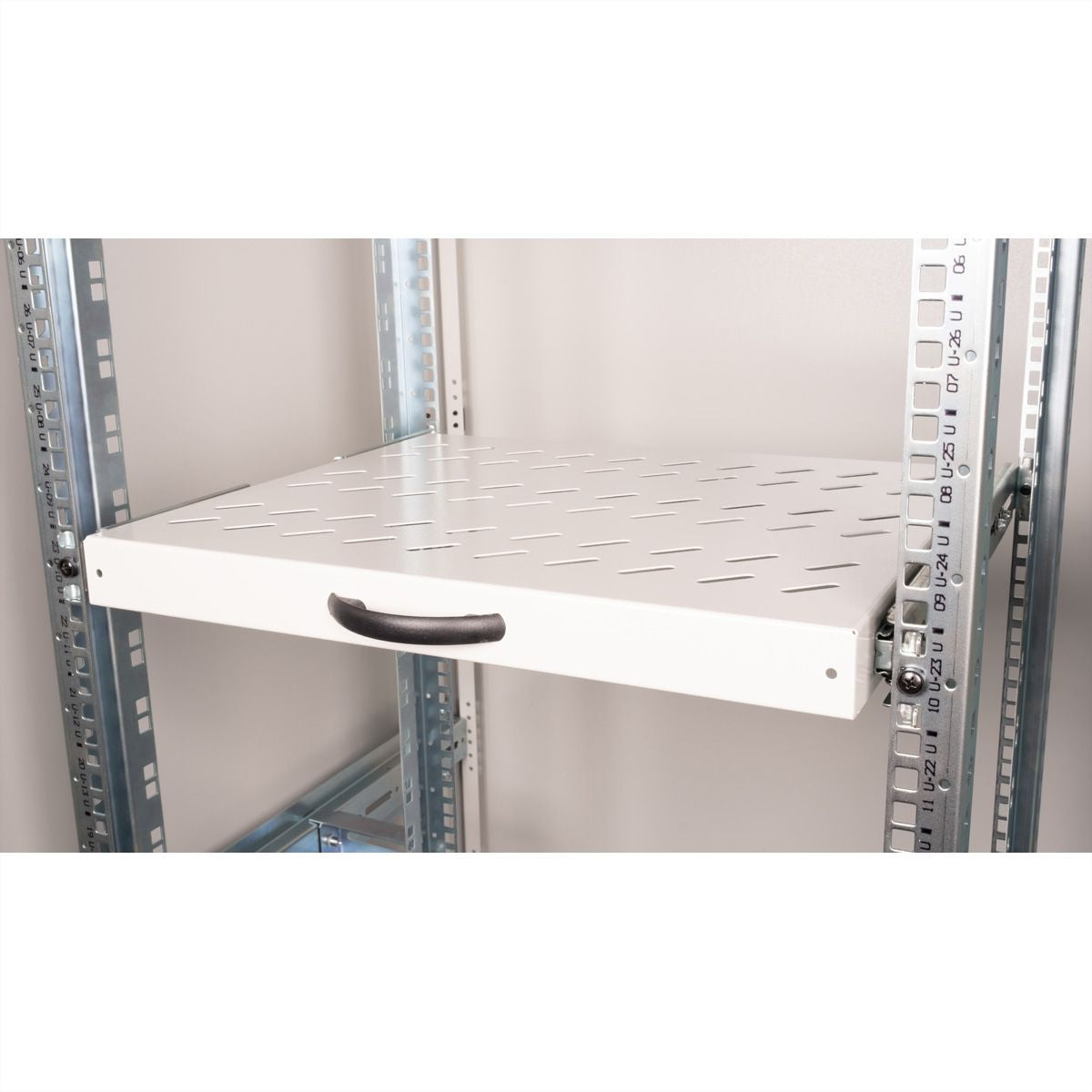 ROLINE Rack-Regalboden 19" – ausziehbar – 1U – 485 × 368 × 40 mm – 25 kg – grau – Stahl